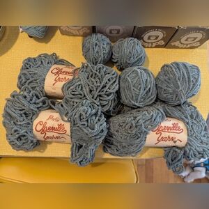 Lily Chenille Yarn in Soft Blue Vintage Cotton Yarn